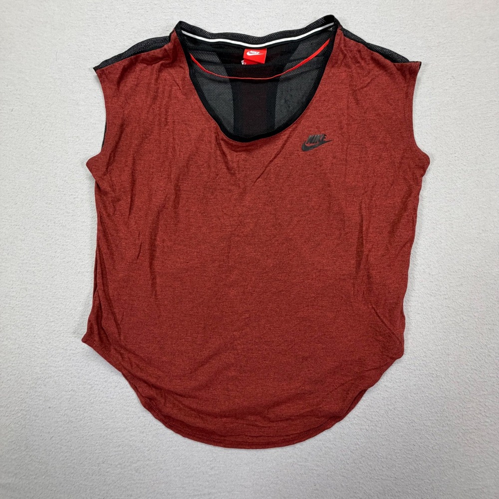 Nike Womens Tank Top Regular Red Mesh Racerback Activewear Medium